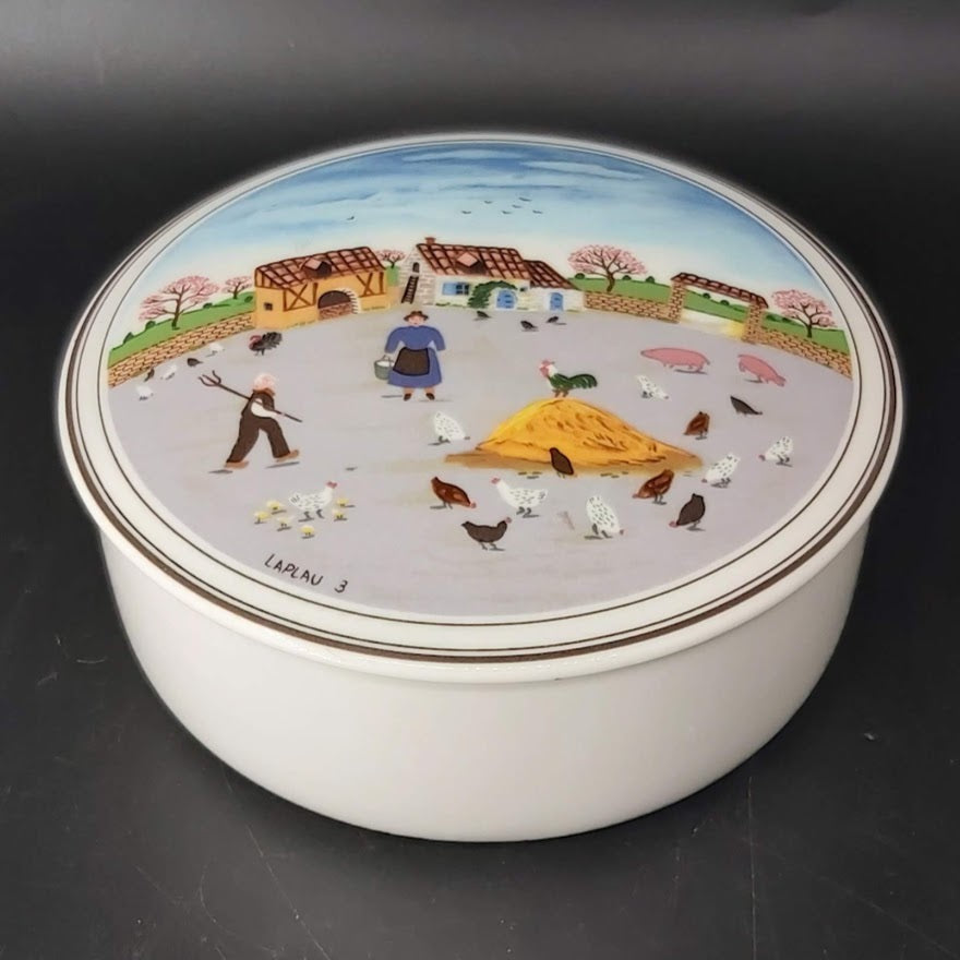 Villeroy & Boch Design Naif Deckeldose / Porzellandose Hühnerhof ca