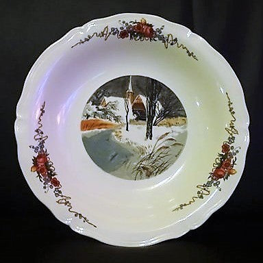 Sarreguemines Obernai France: Schüssel / Servierschüssel, rund - 27 cm - Schnee Obernai (7120713613449)