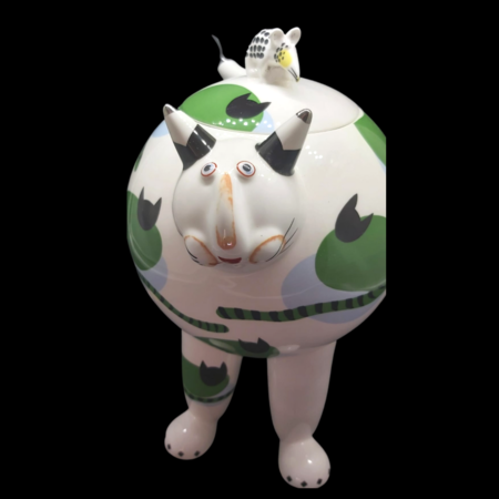 Villeroy & Boch Animal Park: Katze / Cats - Katze mit Gürteltier (Kugeldose) Villeroy & Boch (7120751460489)