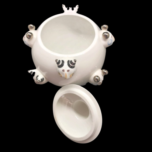 Villeroy & Boch Animal Park: Kugeldose Katze silber mit Köpfen Villeroy & Boch (7120751493257)