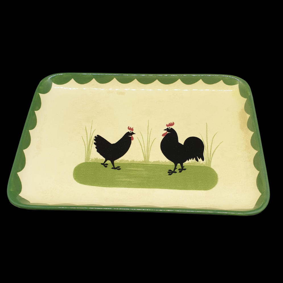 Zeller Keramik Hahn und Henne: Butterplatte / Wurstplatte / Platte Zeller Keramik (7120758243465)