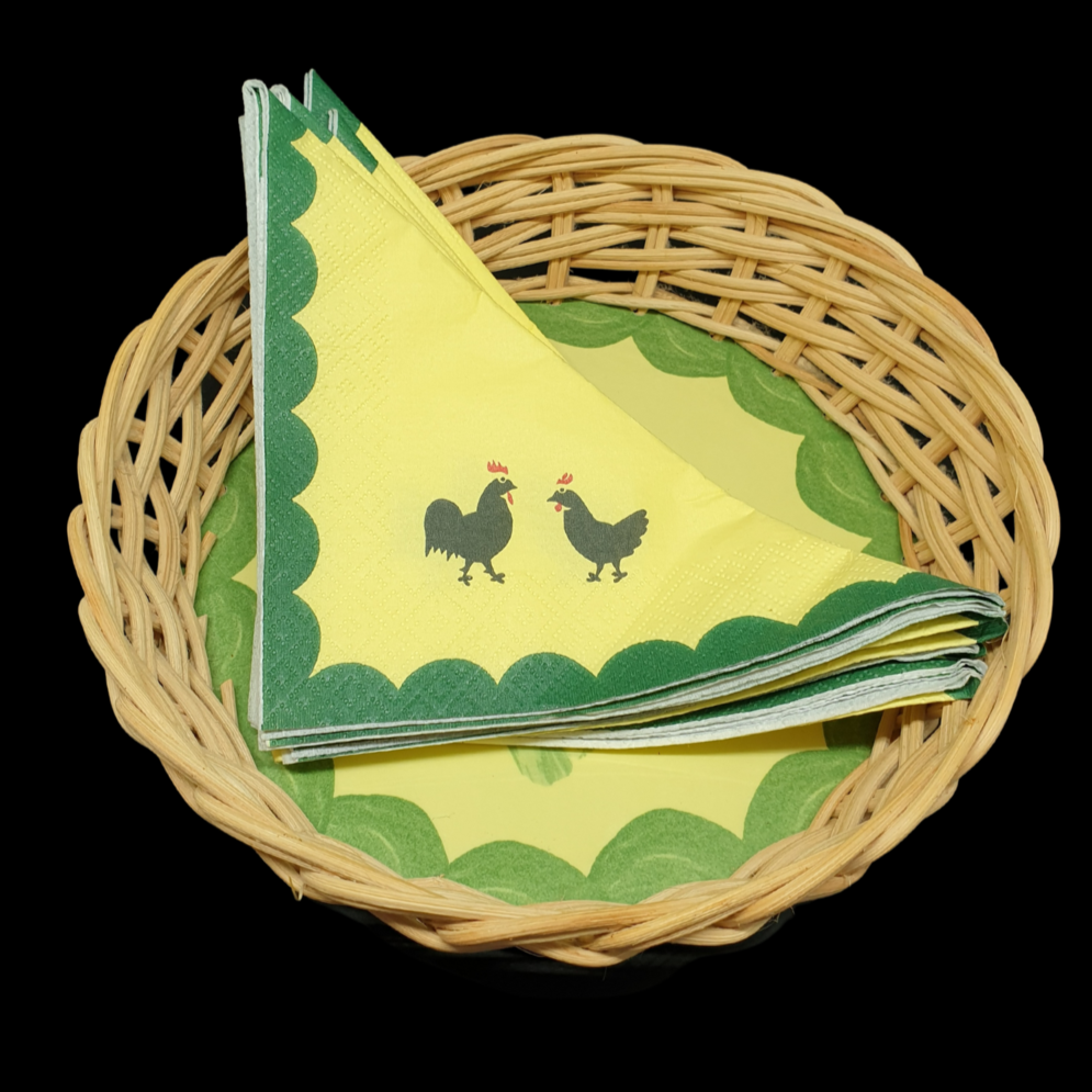 Hahn und Henne: Korb / Körbchen / Brotkorb mit Papierservietten Porzellanladen.online (7120785342601)