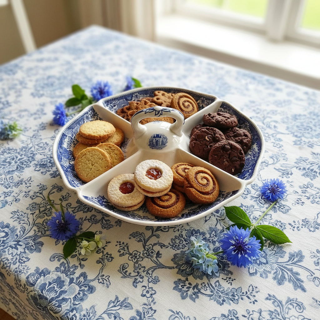 Villeroy & Boch Burgenland Blau: Griffschale mit Einteilungen / Kabarett