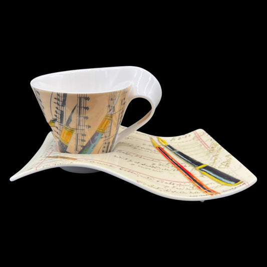 Villeroy & Boch New Wave: Jumbotasse / Frühstückstasse mit Unterteller