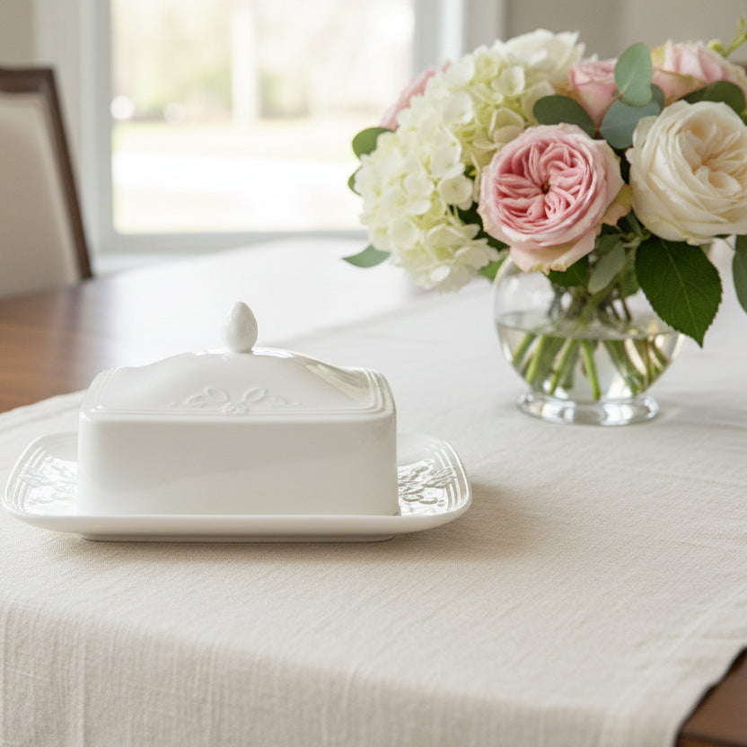 Villeroy & Boch Fiori Weiß: Butterdose, zweiteilig