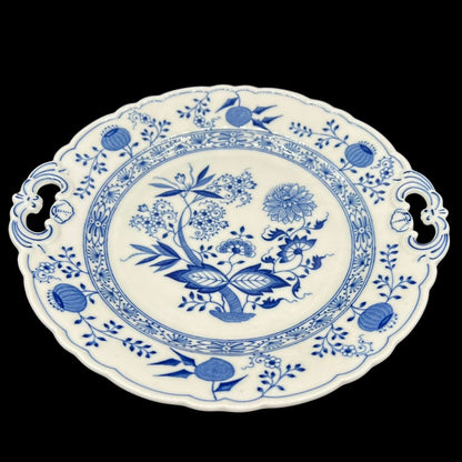 Hutschenreuther Zwiebelmuster: Tortenplatte / Kuchenplatte / runde Platte mit Griffen