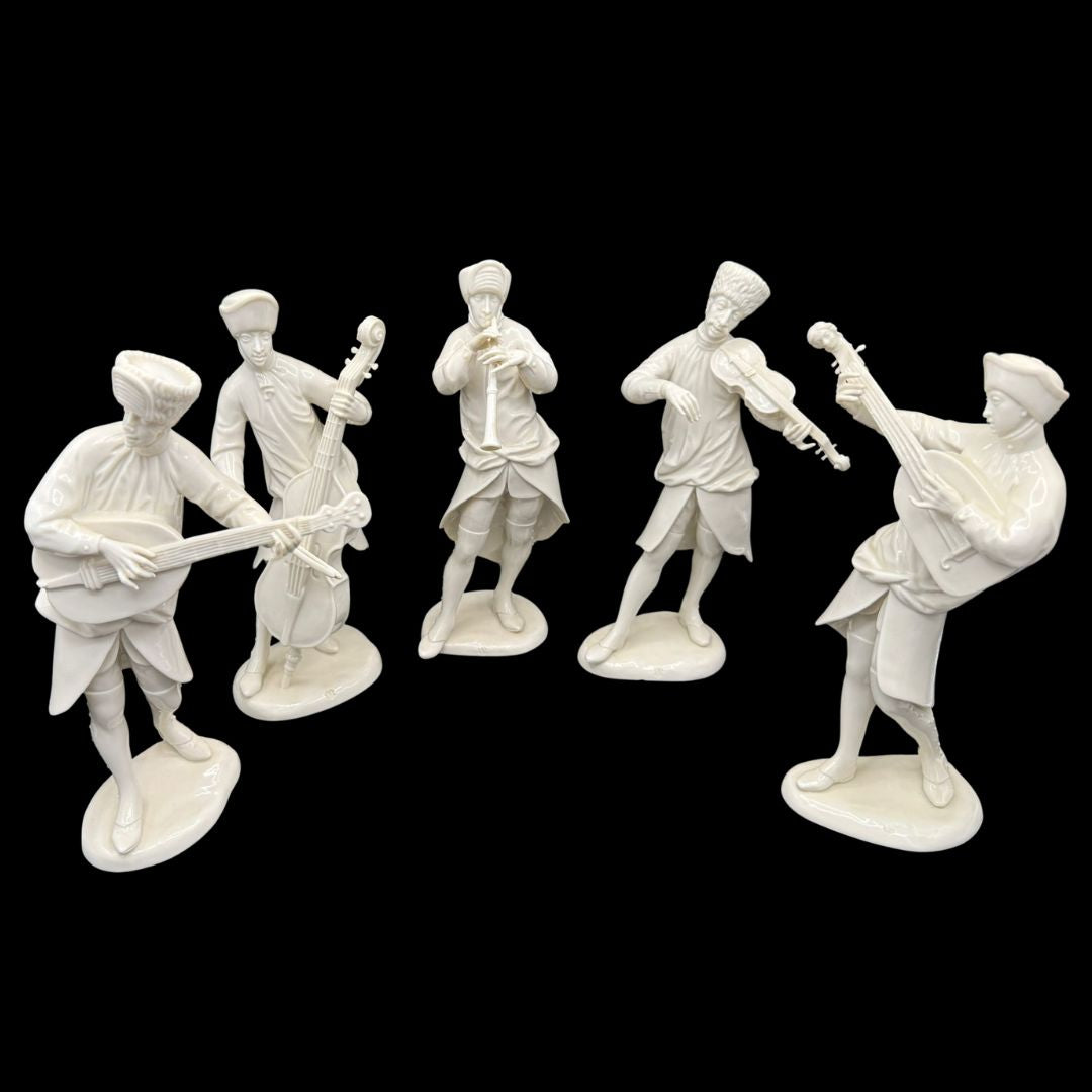 Nymphenburg Porzellanfigurengruppe: fünf Musikanten der Böhmischen bergmännischen Musikkapelle