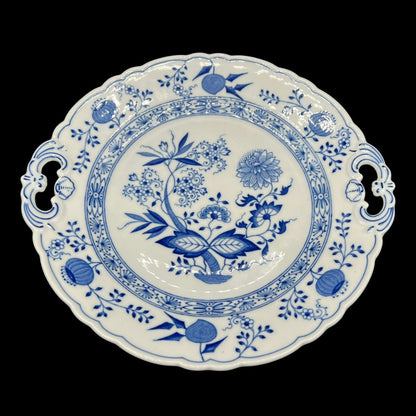 Hutschenreuther Zwiebelmuster: Tortenplatte / Kuchenplatte / runde Platte mit Griffen