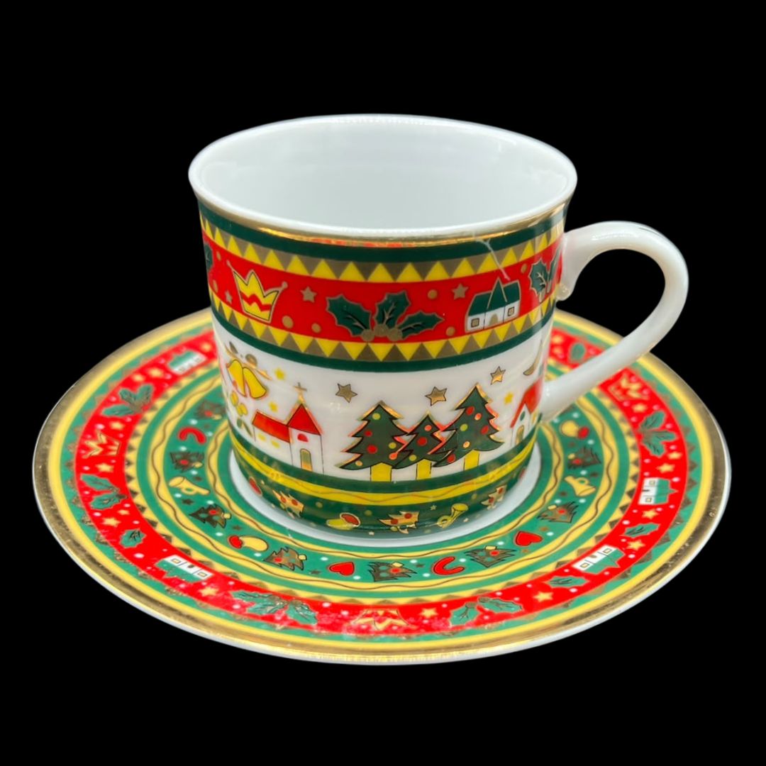 Ahorn Weihnachtsgeschirr: Kaffeetasse / Teetasse / Tasse mit Unterteller