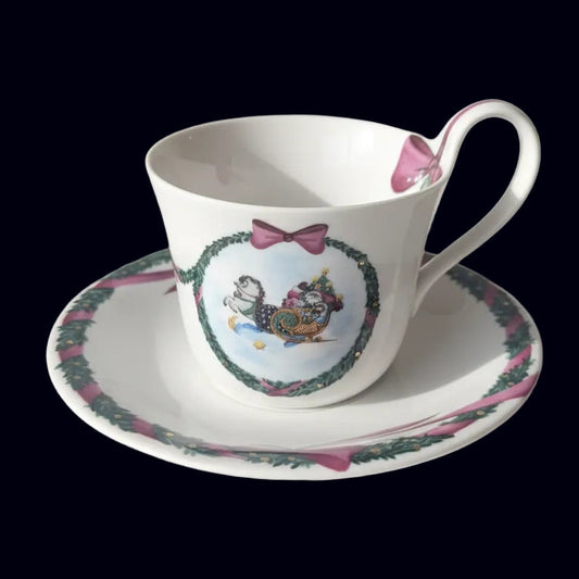 Royal Copenhagen Jingle Bells: Kaffeetasse / Tasse, groß mit Unterteller