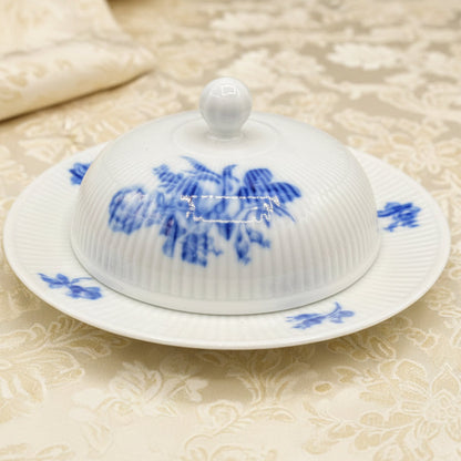 Höchst Residenz Blaue Rose: Butterdose mit Deckel, zweiteilig, rund