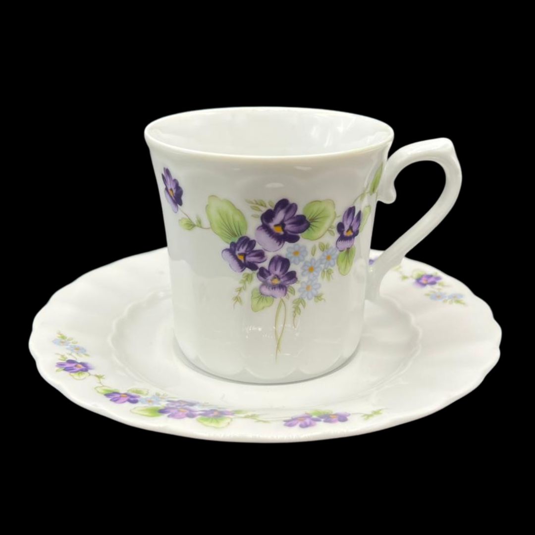 Eschenbach Bayreuth Veilchen: Kaffeetasse / Tasse mit Unterteller