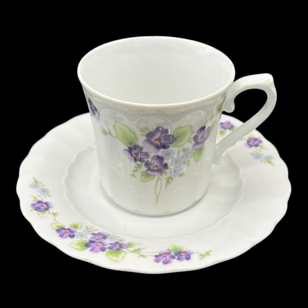 Eschenbach Bayreuth Veilchen: Kaffeetasse / Tasse mit Unterteller