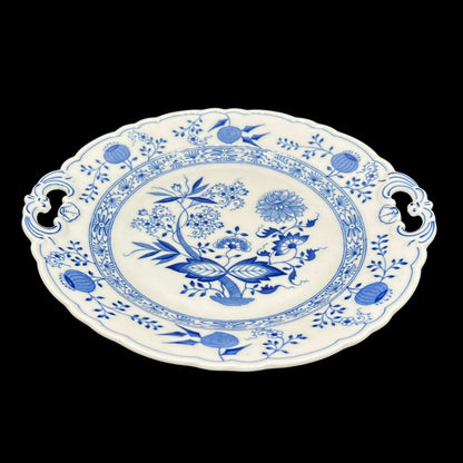 Hutschenreuther Zwiebelmuster: Tortenplatte / Kuchenplatte / runde Platte mit Griffen