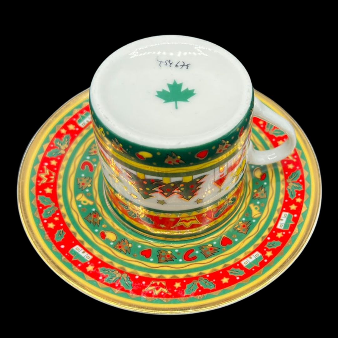 Ahorn Weihnachtsgeschirr: Kaffeetasse / Teetasse / Tasse mit Unterteller