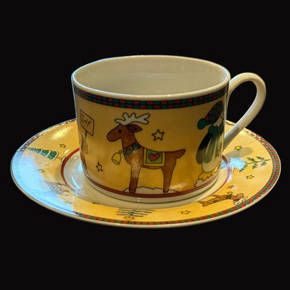 MF Design: Tasse mit Unterteller - Weihnachtsgeschirr Schneemann