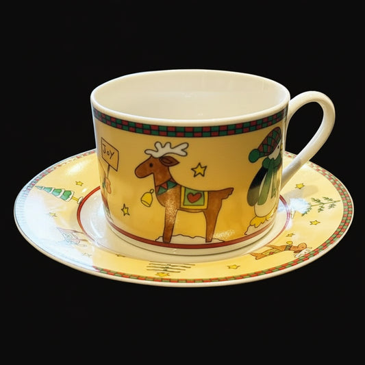 MF Design: Tasse mit Unterteller - Weihnachtsgeschirr Schneemann