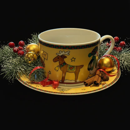 MF Design: Tasse mit Unterteller - Weihnachtsgeschirr Schneemann