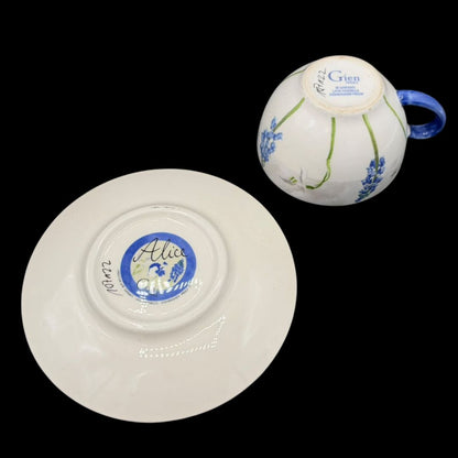 Gien France Alice: Kaffeetasse / Teetasse / Tasse mit Unterteller