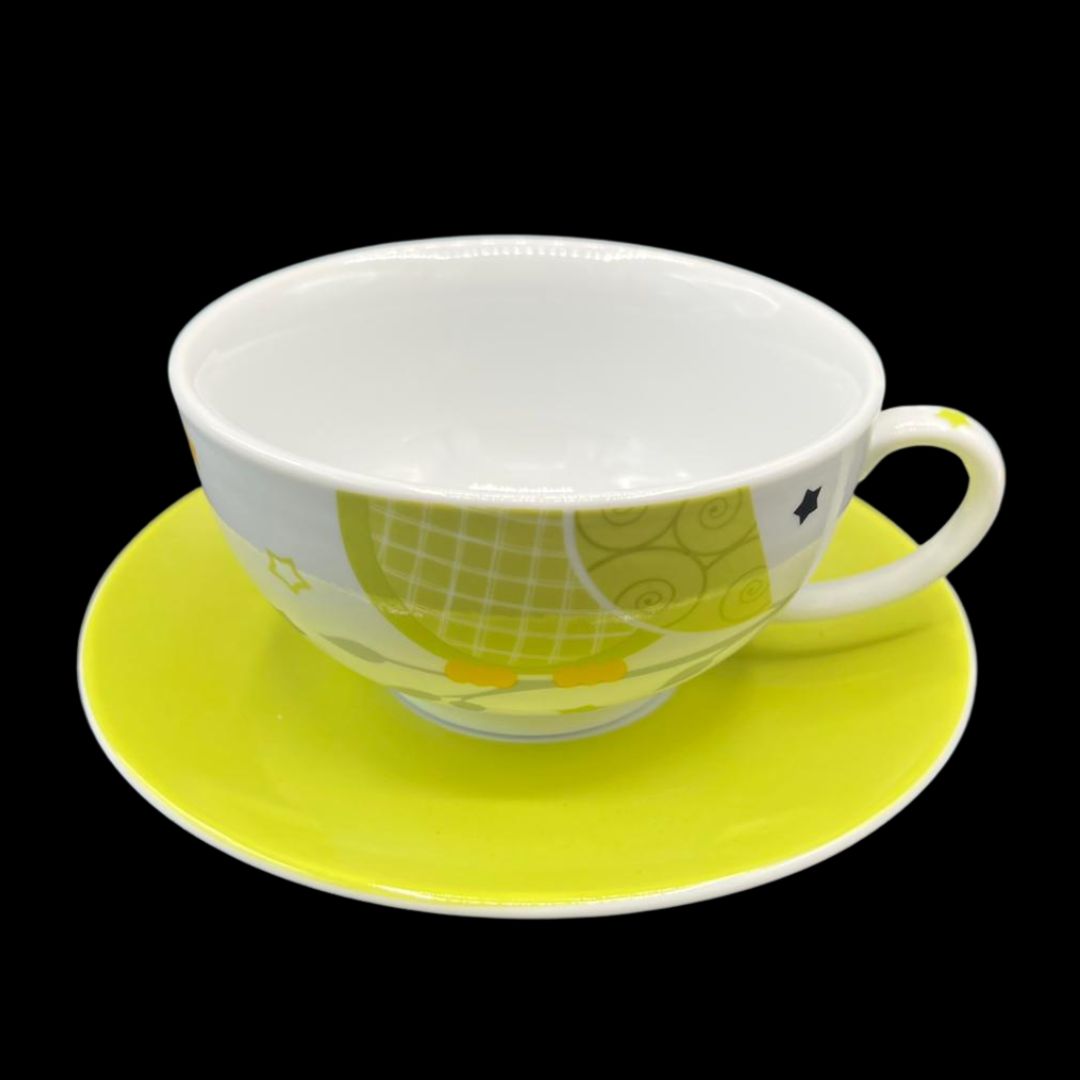 Tea for one / Teekanne mit Tasse und Unterteller - grün mit Eule - neu und unbenutzt