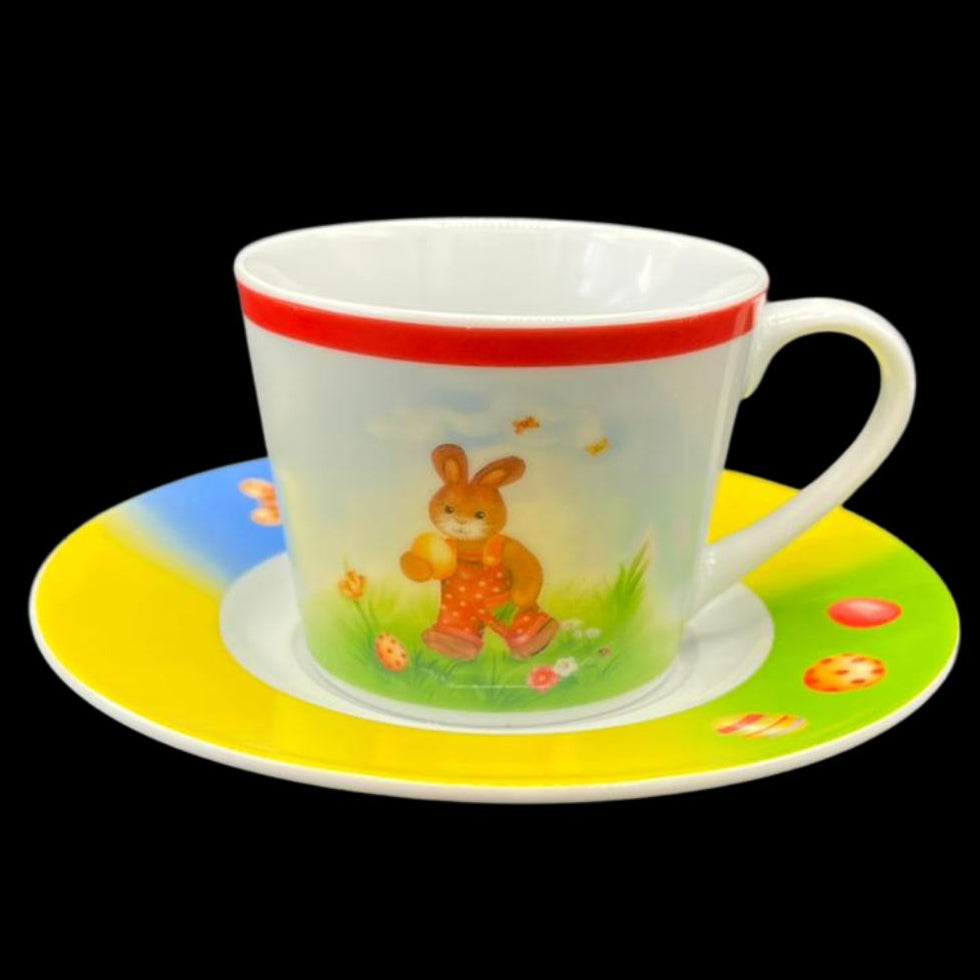 Schloss Schönbrunn Qualitätsporzellan: Kaffeetasse / Tasse mit Unterteller - Ostergeschirr