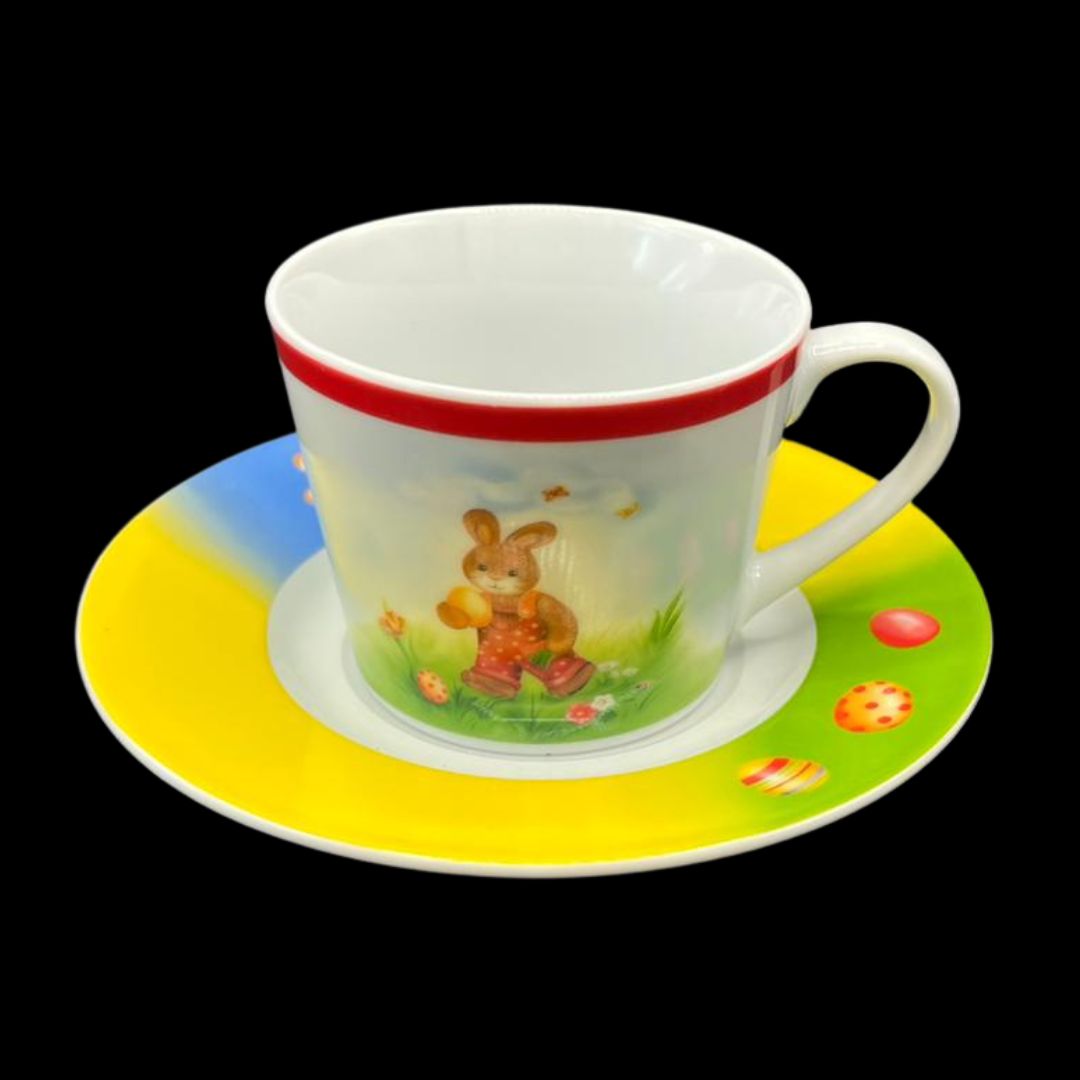 Schloss Schönbrunn Qualitätsporzellan: Kaffeetasse / Tasse mit Unterteller - Ostergeschirr