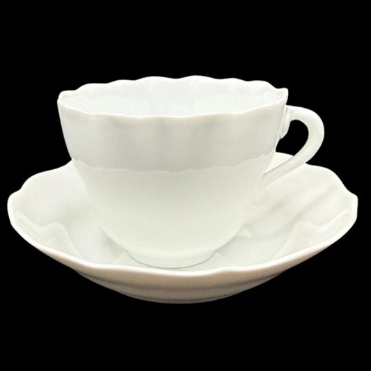 Hutschenreuther Maria Theresia weiß: Kaffeetasse / Tasse mit Unterteller
