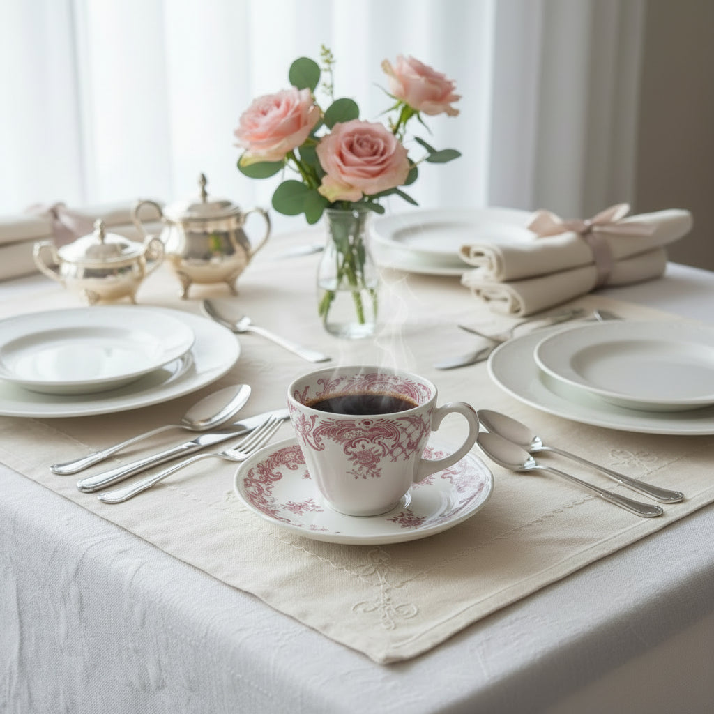 Villeroy & Boch Valeria rot: Kaffeetasse / Tasse mit Unterteller - neuwertig