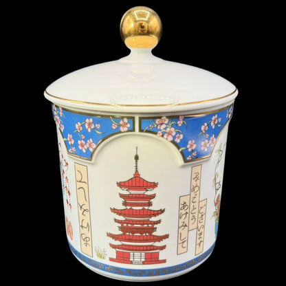 Seltmann Weiden: Deckeldose / Dose mit Zinndeckel / Porzellandose Edition 2002 Asiatische Motive