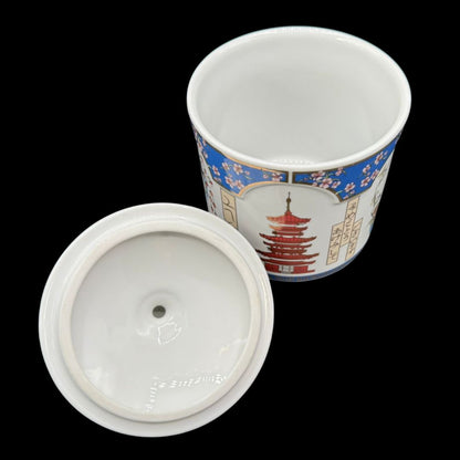 Seltmann Weiden: Deckeldose / Dose mit Zinndeckel / Porzellandose Edition 2002 Asiatische Motive