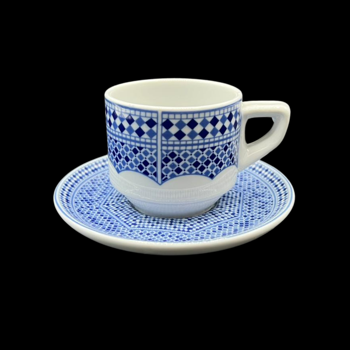 Cocema Fès Marokko Fès-Blau: Mokkatasse / Espressotasse mit Unterteller