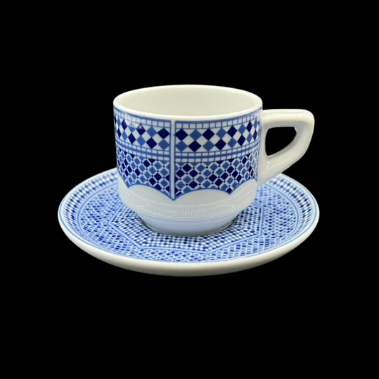 Cocema Fès Marokko Fès-Blau: Mokkatasse / Espressotasse mit Unterteller