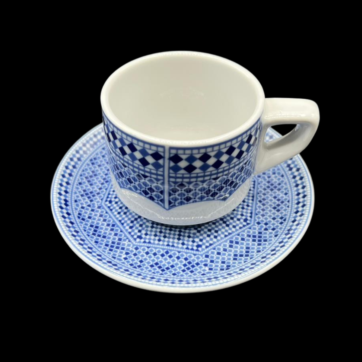 Cocema Fès Marokko Fès-Blau: Mokkatasse / Espressotasse mit Unterteller