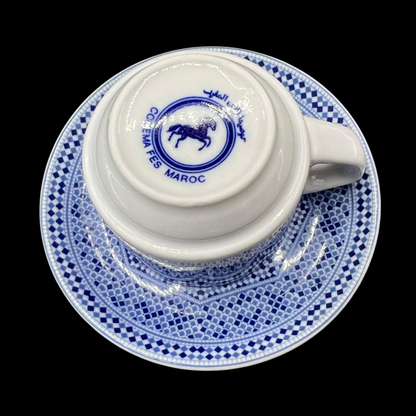 Cocema Fès Marokko Fès-Blau: Mokkatasse / Espressotasse mit Unterteller