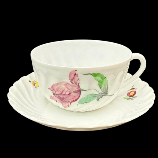 Nymphenburg Welle gerippt: Teetasse / Tasse mit Unterteller - Motiv 22 (15113728131396)