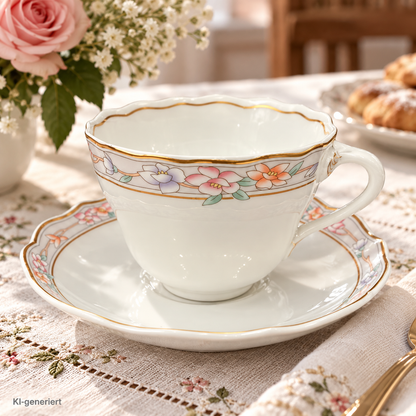 Hutschenreuther Maria Theresia Fürstenau: Kaffeetasse / Tasse mit Unterteller  neu