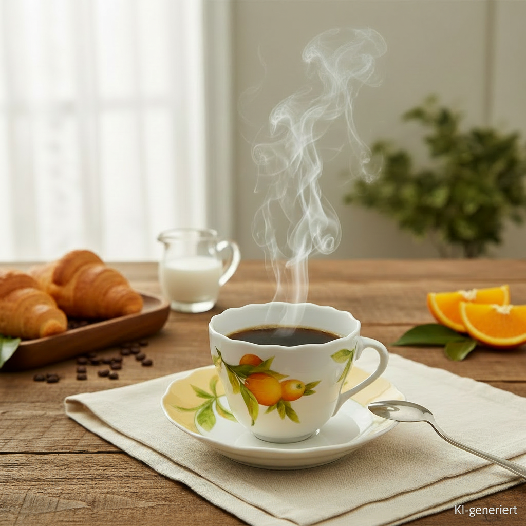 Hutschenreuther Paradies: Kaffeetasse / Tasse mit Unterteller