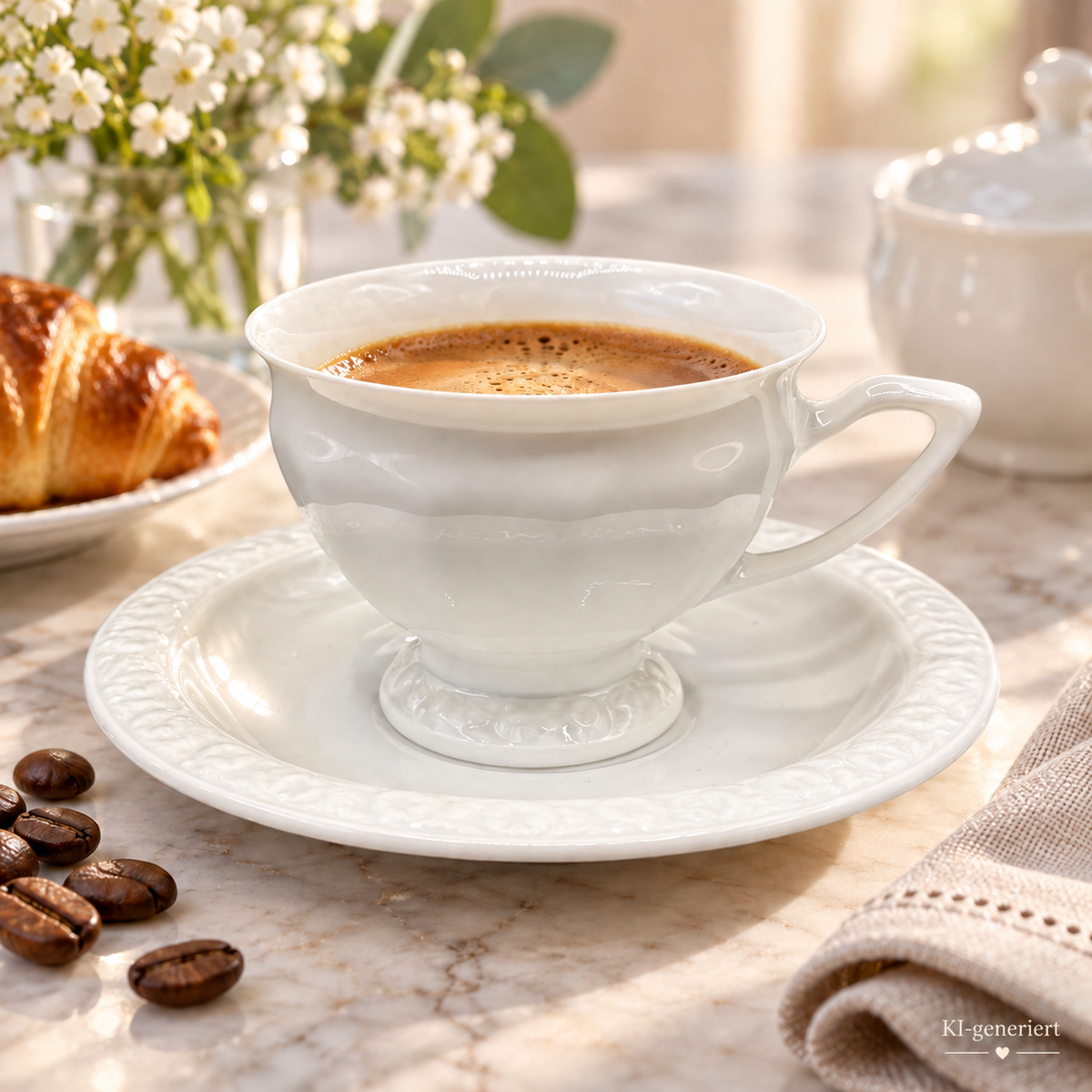 Rosenthal Maria weiß: Mokkatasse / Espressotasse mit Unterteller – Porzellanladen Gabi Schmitt