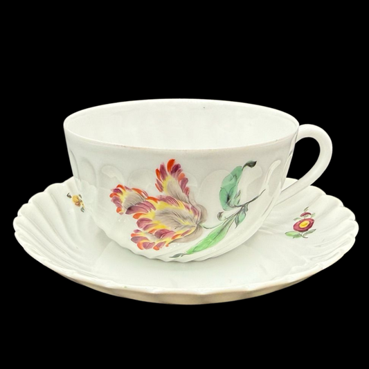 Nymphenburg Welle gerippt: Teetasse / Tasse mit Unterteller - Motiv 14 (15113666396484)