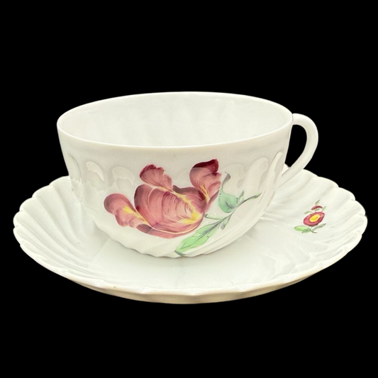 Nymphenburg Welle gerippt: Teetasse / Tasse mit Unterteller - Motiv 17 (15113667805508)
