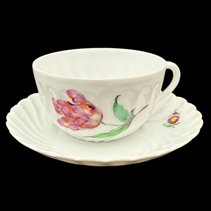 Nymphenburg Welle gerippt: Teetasse / Tasse mit Unterteller - Motiv 21 (15113727836484)