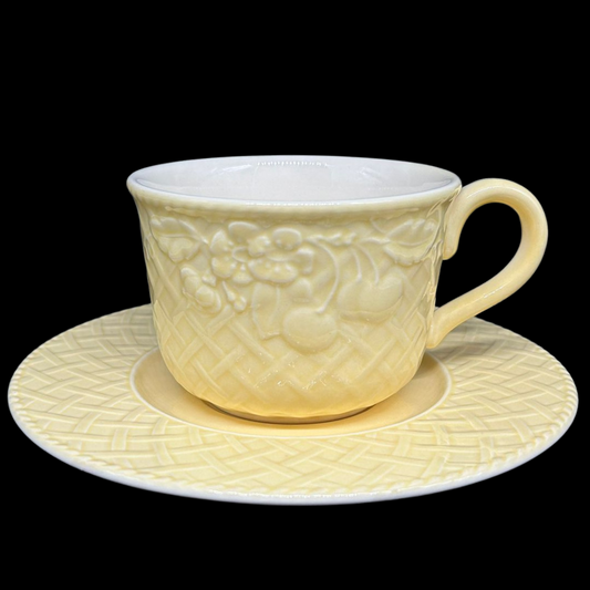 Villeroy & Boch Piemont Estivo hellgelb: Jumbotasse / Tasse mit Unterteller (9509480071492)