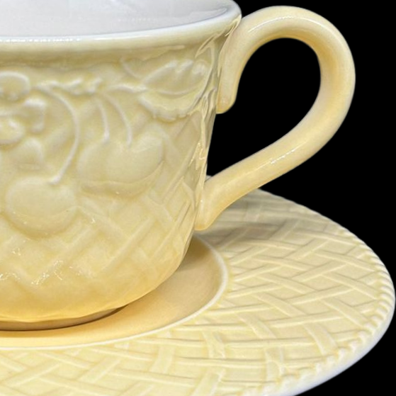Villeroy & Boch Piemont Estivo hellgelb: Jumbotasse / Frühstückstasse / Cappuccinotasse mit Unterteller