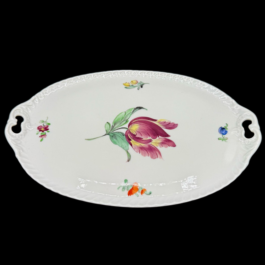Nymphenburg Wellen gerippt: Platte mit Griff 22 x 14,5 cm (15149153485124)