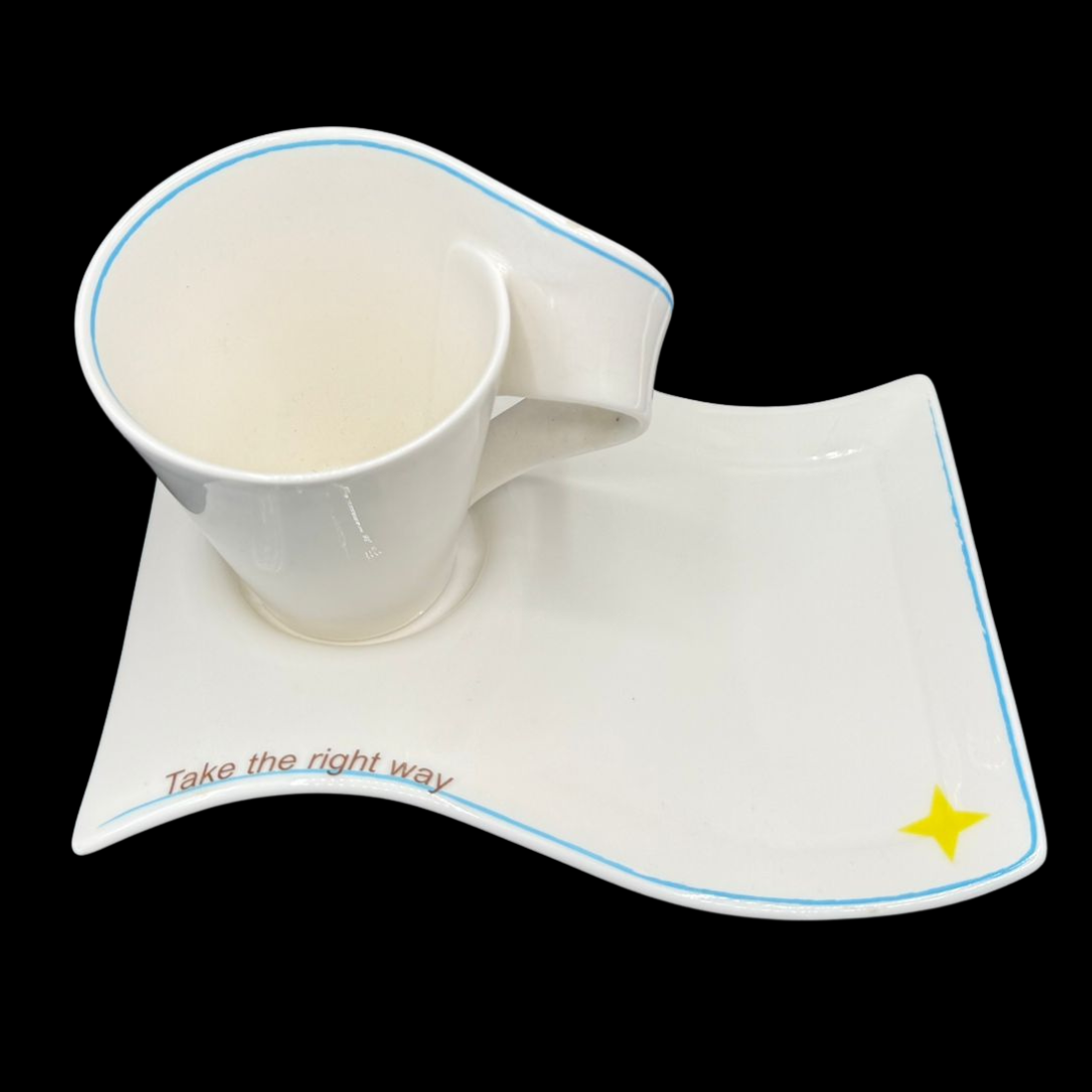 Villeroy & Boch Eufra Limited Edition: Kaffeetasse / Tasse mit Unterteller - Take the right way (7121097293961)