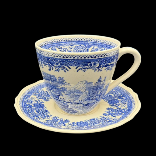 Villeroy & Boch Burgenland blau: Jumbotasse / Frühstückstasse mit Unterteller (15202366325060)