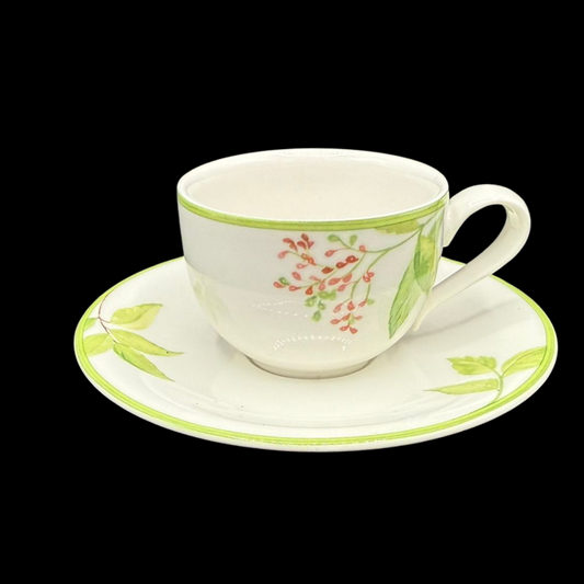 Villeroy & Boch Green Garland: Mokkatasse / Espressotasse mit Unterteller (15202372157764)