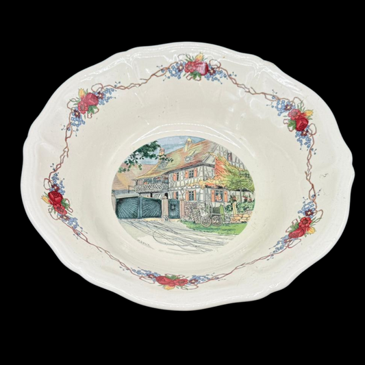 Sarreguemines Obernai France: Schüssel / Schale - Haustor 27 cm (15239172882756)