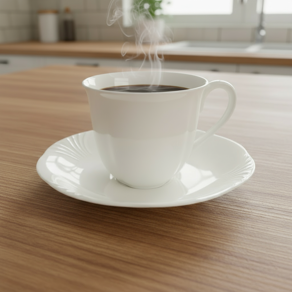 Villeroy & Boch Arco Weiss: Kaffeetasse / Tasse mit Unterteller - neuwertig