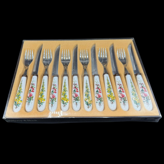 Villeroy & Boch Botanica: Set mit 6 Gabeln und 6 Steakmessern in OVP (Besteck) (9471284183364)